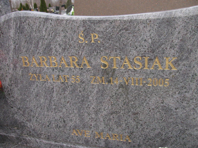 Barbara Stasiak 1949 Sieradz Kłocko - Grobonet - Wyszukiwarka osób pochowanych